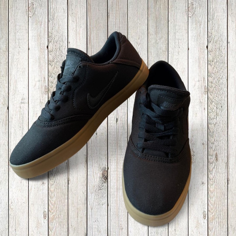 Nike Kids SB Check Canvas GS Black Gum Skate Shoes 905373-006 Size 6Y